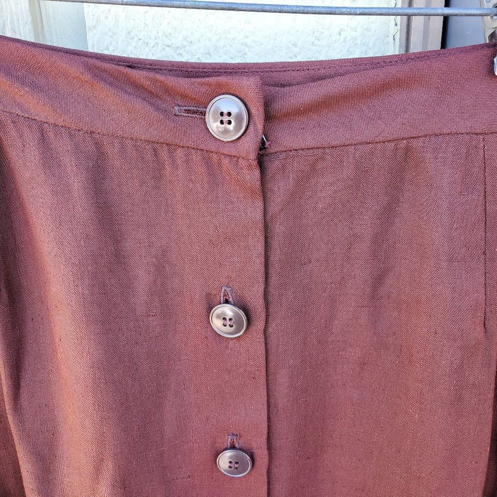 Lovely Designer Button Down Brown Swing Skirt - image 4